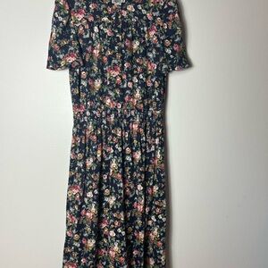 Floral Print Black Dress